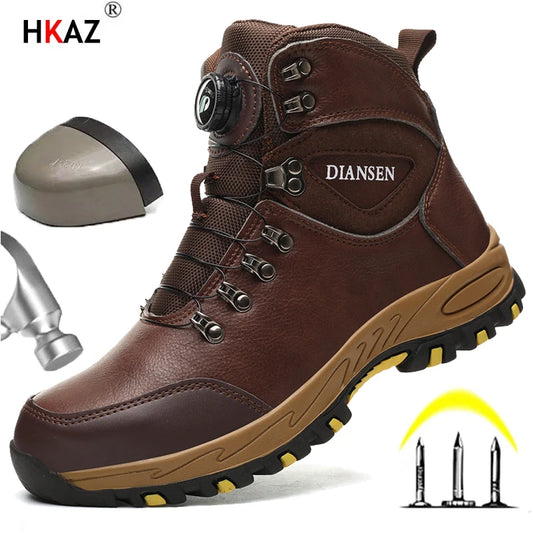 Safety Shoes Men Work Sneakers Rotating Button Indestructible Shoes Puncture-Proof Protective Shoes Work Boots Steel Toe