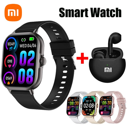 new release Xiaomi Smart Watch 2025 Android. Bluetooth Call Smartwatch Touch Dial Music Fitness Tracker Sports Watches + Earphone