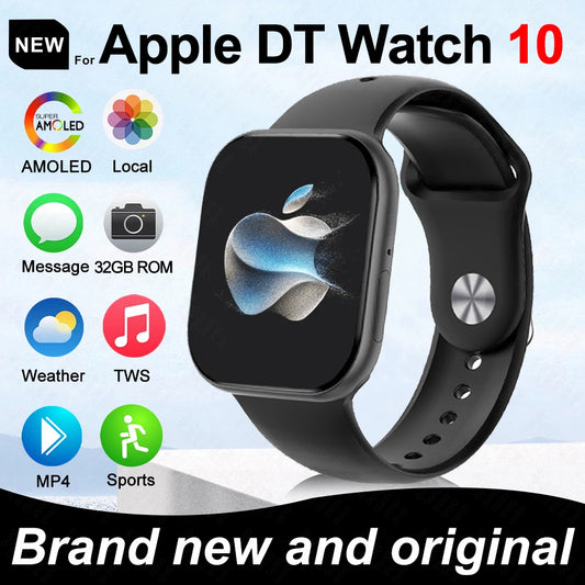 New For Apple 2025 DT Watch 10 Smart Watch Men HD AMOLED 4GB Memory Music 3D Surround Bluetooth Call Waterproof Smartwatch Woman