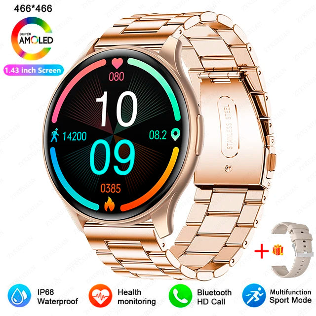 New 2025 Women & men Fashion 1.43 inches Bluetooth Call Smartwatch  AMOLED 466*466 HD Pixel Display Smart watches