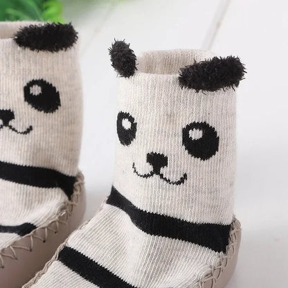 Cotton Warm Shoes with Rubber Anti Slip Sole Winter Baby Cute Cartoon Animal Floor Socks for Infant Girls Boys