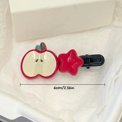 Cute Apple Star Hair Clip - 1pc