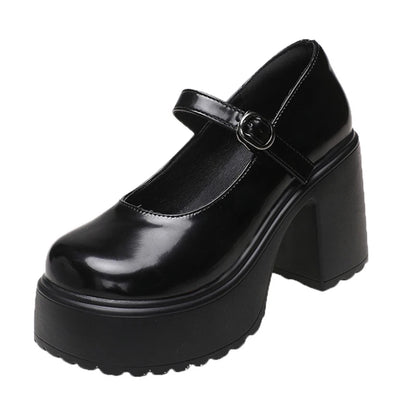 Black Super High Heels Mary Jane Shoes Women 2025 G Plus Size Ankle Buckle Party Lolita Shoes 35- 42