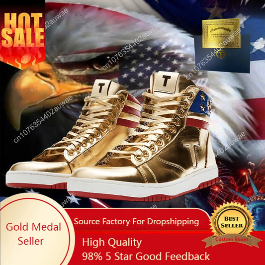 Trump Gold Shoes Top Quality Big Size to 47 & 48 Men & women