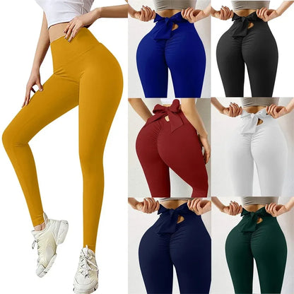 Yoga Pants Bow Tie Women Leggings High Waist Yoga breathable sportwear