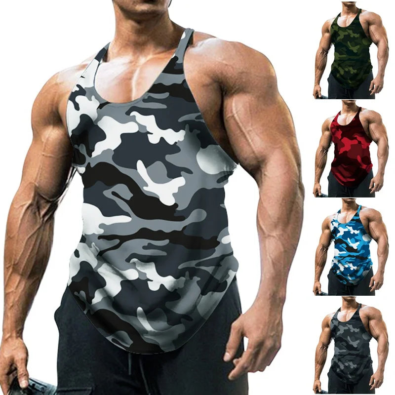 Men's Thin Camouflage Sleeveless  Vintage Sports Fitness Training Vest