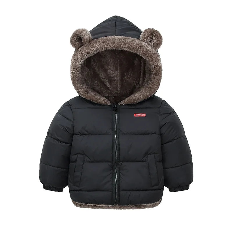 Baby Boys Girls Jacket Hooded Cotton Outerwear Children's Thick Fleece Coat