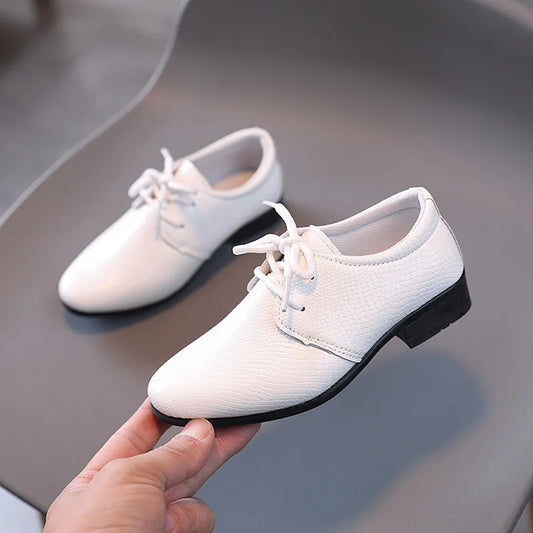 Child Boys Leather Shoes Britain Style for Party Wedding Low-heeled Lace-up Kids Fashion Student for School Performance Shoes6-15 years