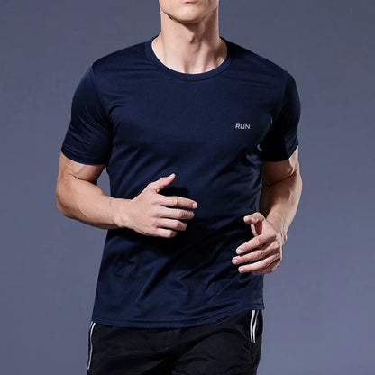 Summer Sport Gym T- Shirt Men Quick Dry Running Bodybuilding