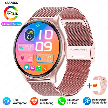 New 2025 Women & men Fashion 1.43 inches Bluetooth Call Smartwatch  AMOLED 466*466 HD Pixel Display Smart watches