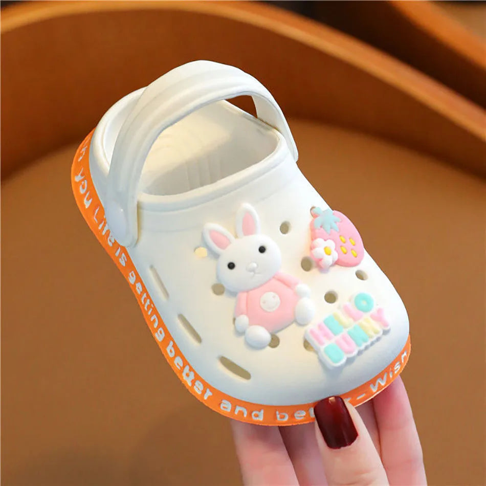 Beach Sandals with Cartoon Bunny Dogs Holes for Boy Girl Children