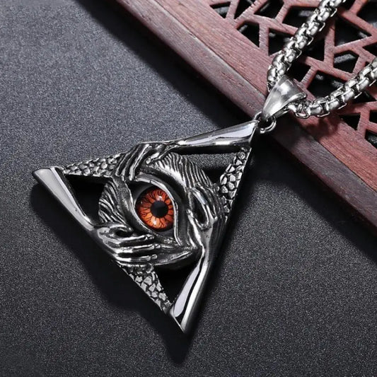 New Style Ancient Egyptian Pyramid with Huras the God Eye Pendant Necklace Men's Trend