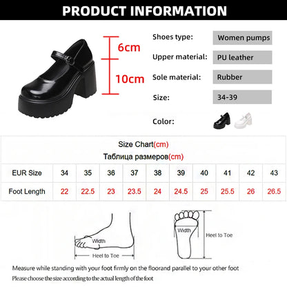 Black Super High Heels Mary Jane Shoes Women 2025 G Plus Size Ankle Buckle Party Lolita Shoes 35- 42