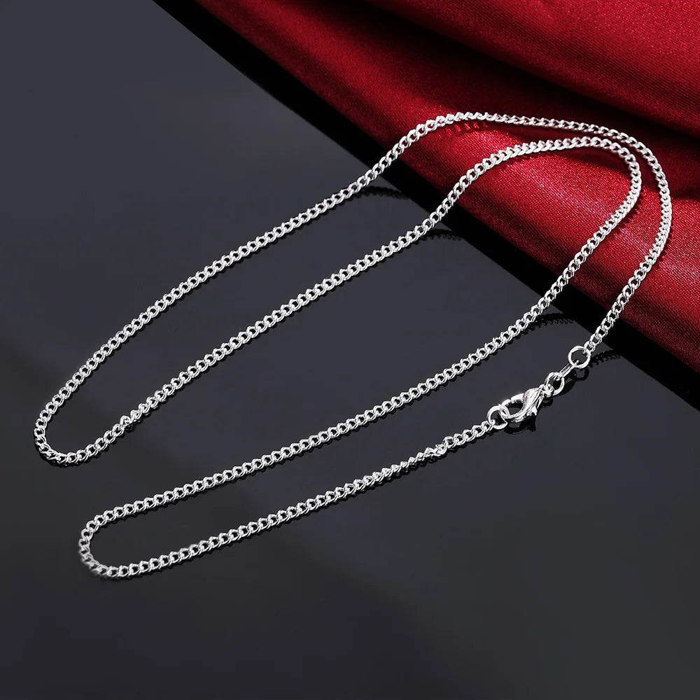 New 925 Sterling Silver Necklace 16/18/20/22/24/26/28/30 Inches 2MM String For Women Men High Quality 2025 Gifts