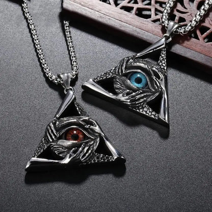 New Style Ancient Egyptian Pyramid with Huras the God Eye Pendant Necklace Men's Trend