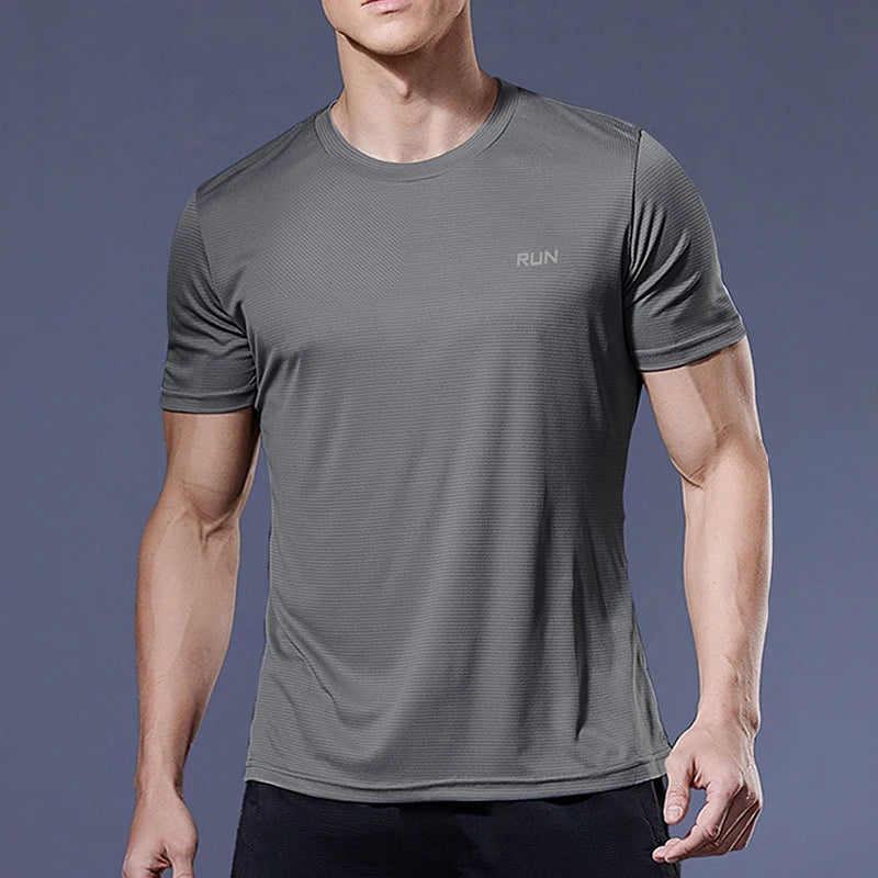 Summer Sport Gym T- Shirt Men Quick Dry Running Bodybuilding