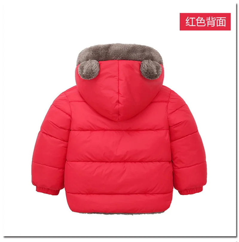 Baby Boys Girls Jacket Hooded Cotton Outerwear Children's Thick Fleece Coat