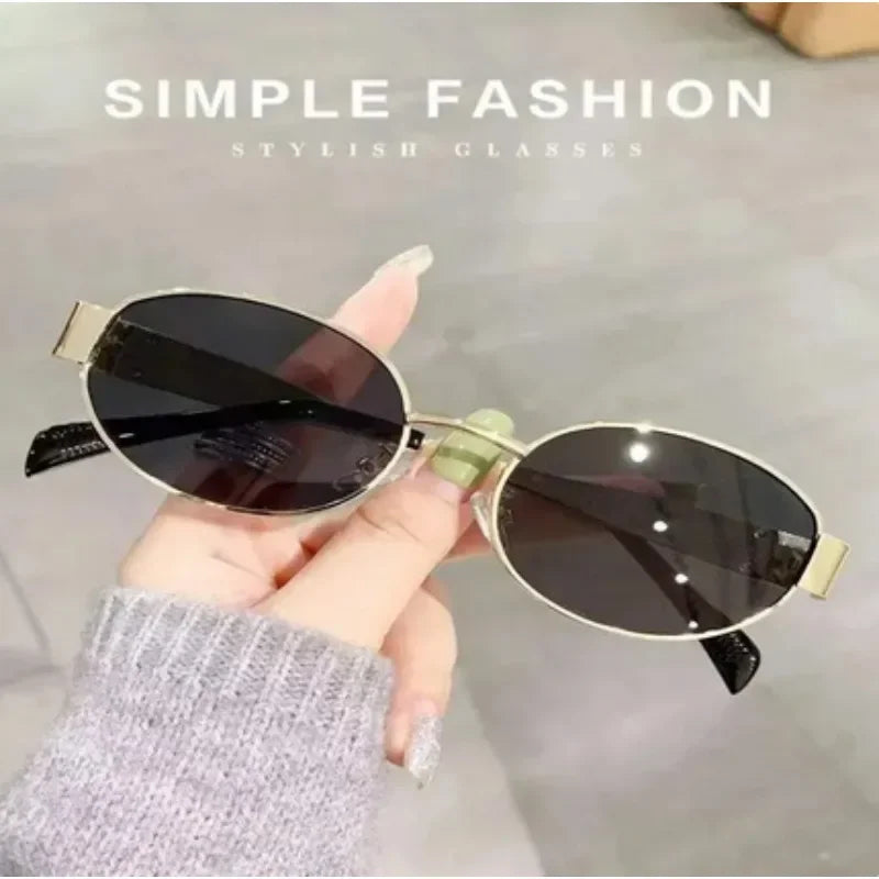 Small Metal Frame Oval Sunglasses For Women 2025 Brand Designer Fashion Luxury S