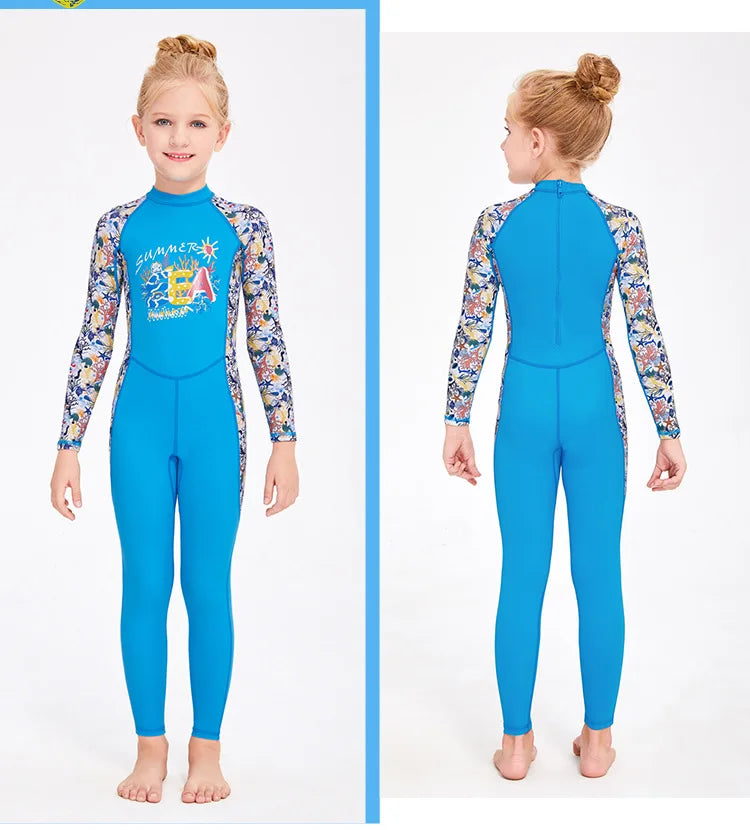 UV Protective Long Sleeve Swimwear for Girls (2-12 Years)