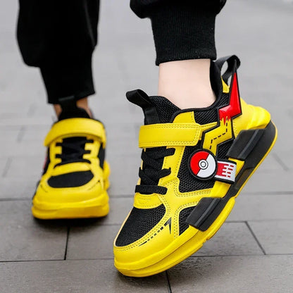 Pikachu-Themed Children's Cartoon Sports Shoes for Boys and Girls, Breathable and Lightweight, Available in Sizes EU28-39