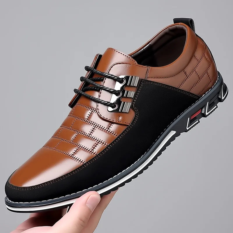 Men Formal Leather Shoes Breathable Driving Flats Spring Walking Office Work Shoes