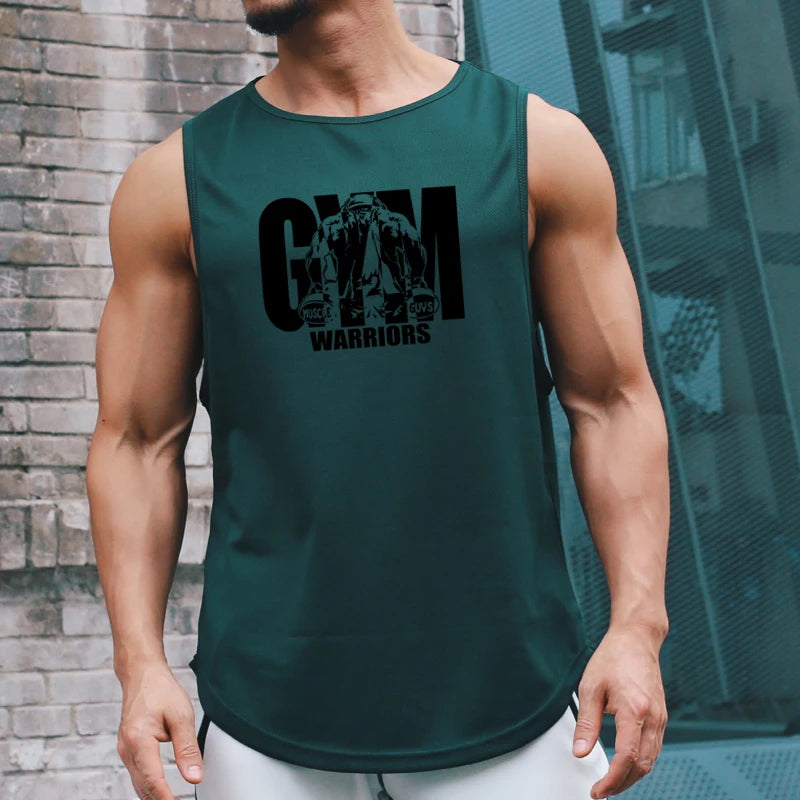 Summer Mesh Quick Dry Gym Fitness  Bodybuilding Sleeveless T-Shirt Workout Muscle Vests