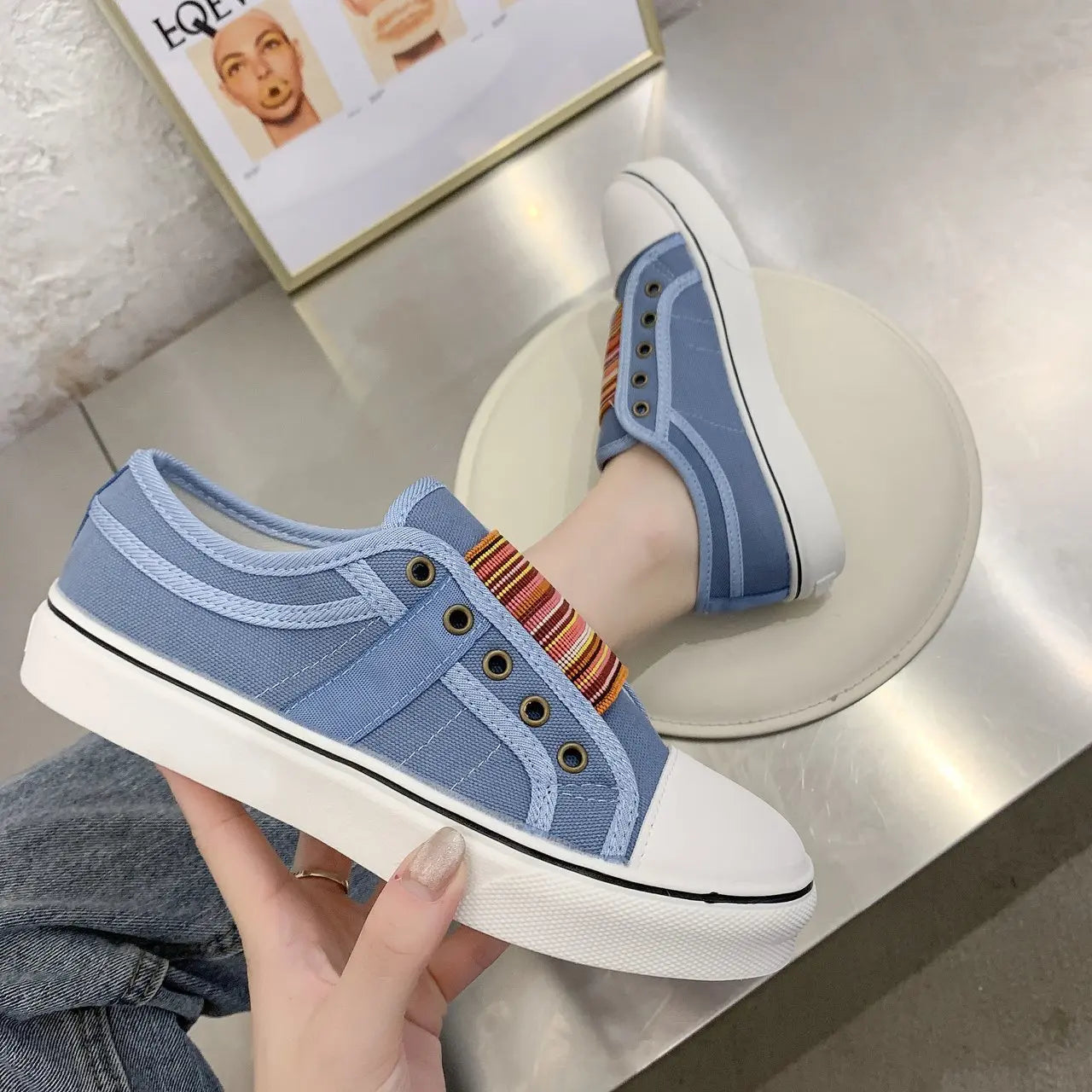 Canvas Flat Shoes Women Low-cut Trainers