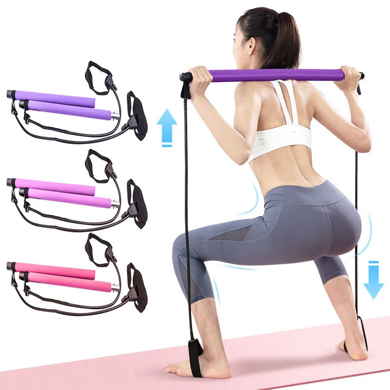 New Fitness Yoga Pilates Bar Stick Cross fit Resistance Bands Trainer Yoga Pull Rods Pull Rope Portable home Gym