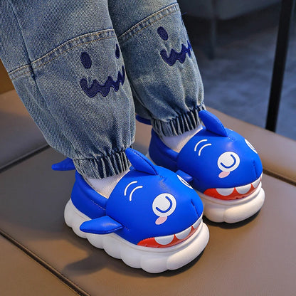 Boys and girls warm at new Winter Cute Shark Waterproof Cover Heel Fluffy