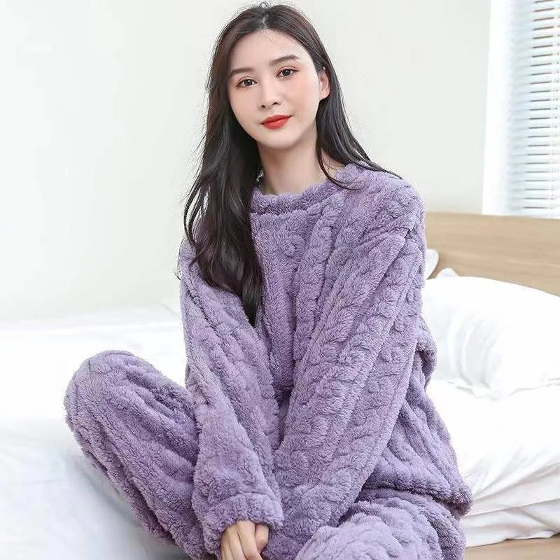 Winter New Couples Pajamas Homewear Suit Men and Women Shu Cotton Fall and Warm Winter Homewear