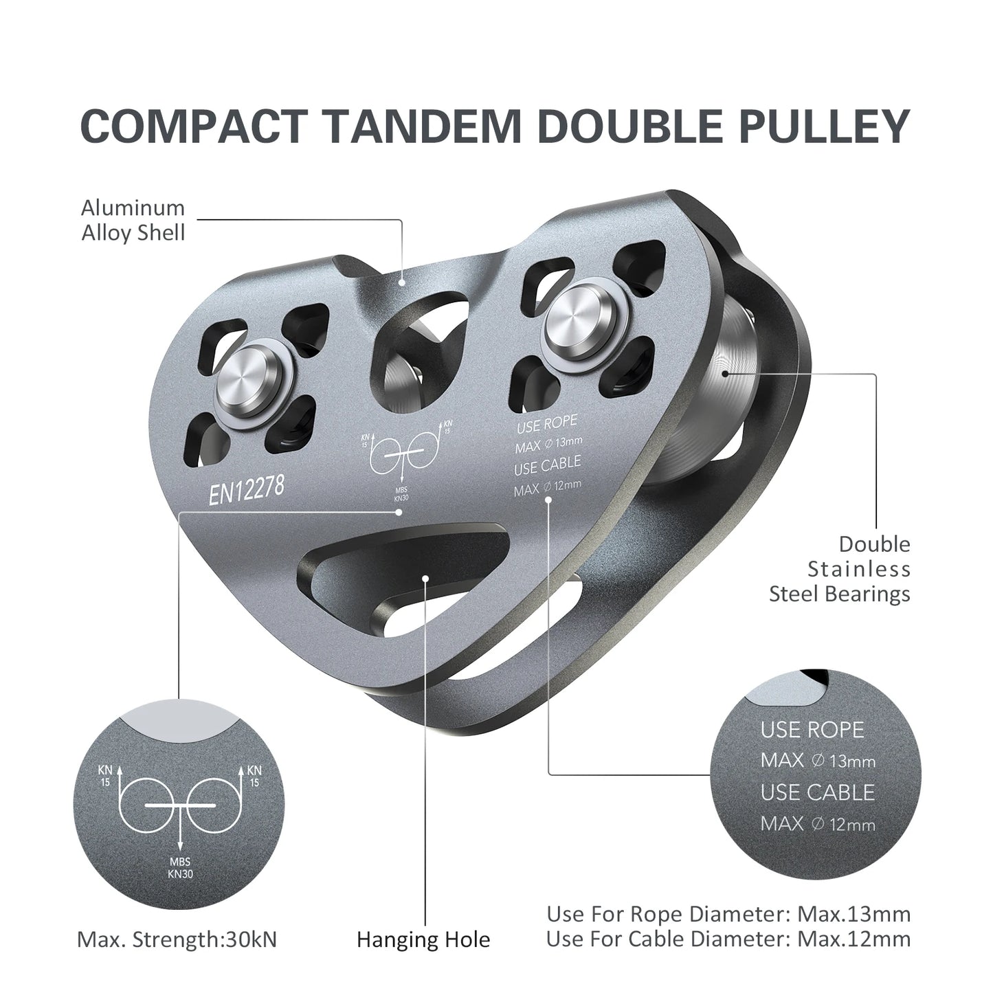 Pro Trolley: 30kN Ball Bearing Pulley