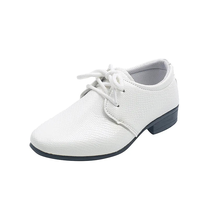 Child Boys Leather Shoes Britain Style for Party Wedding Low-heeled Lace-up Kids Fashion Student for School Performance Shoes6-15 years