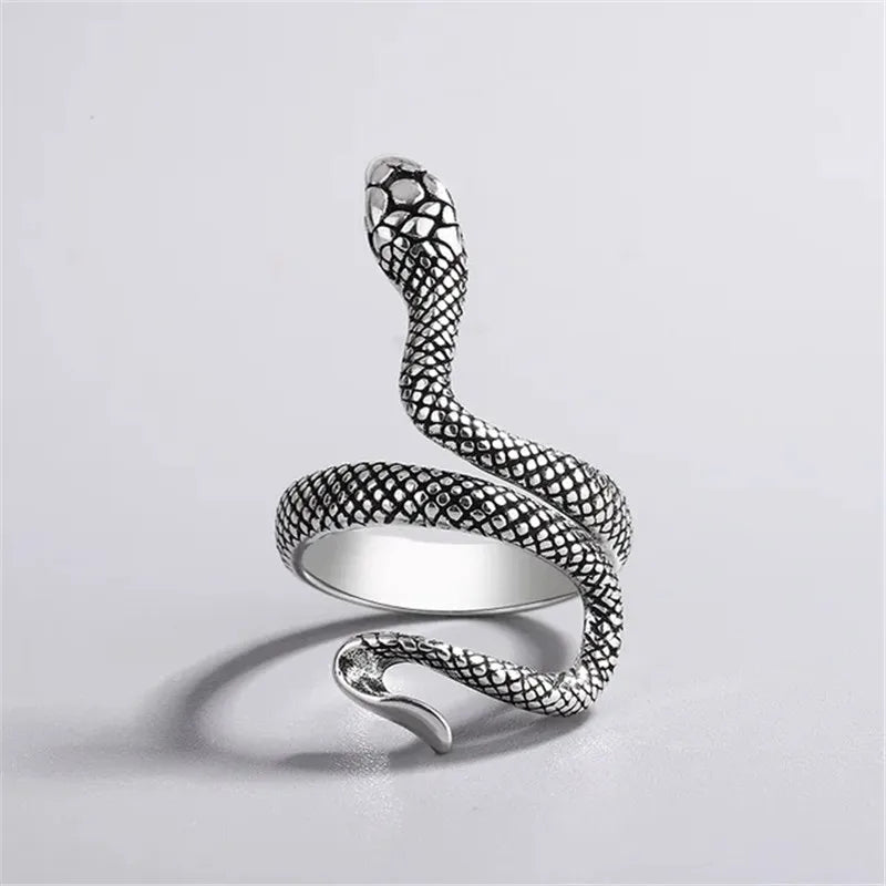 Fashion Retro Exaggerated Spirit Snake Ring Punk Adjustable Opening Snake-shaped