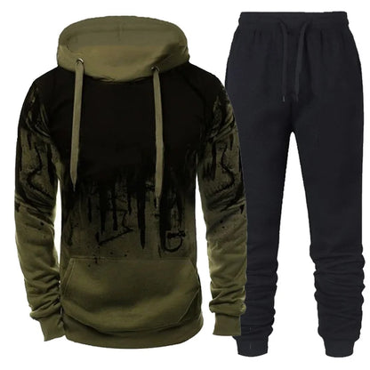 Autumn Winter Trending Tracksuits Men Camouflage Hoodie + Pant 2 Piece Set Sports Wear 3d Ink Jogging Suits