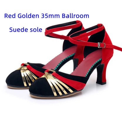 Women Latin Dance Shoes Cuban Heels Party Dance Shoes