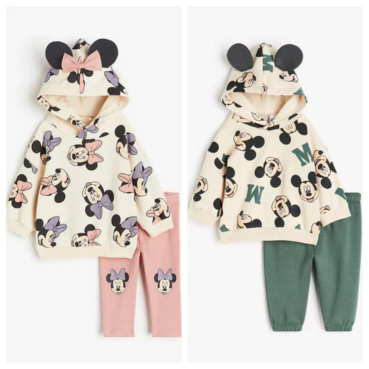 Children's Hoodie Set Kids Clothes Baby Mickey Hooded Casual Sweaters Hooded Sweatshirt + pants 2pcs/set