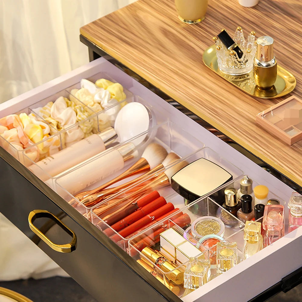 Clear Acrylic Makeup Layered Storage Box Dressing Table Cosmetic Lipstick Finishing Grid Box