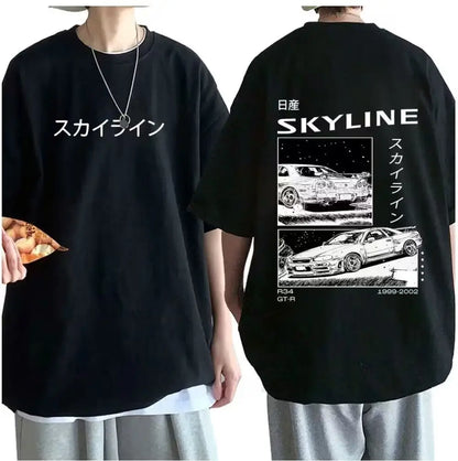 Men's Cotton T-Shirt Drift Japan Anime Oversized Print T Shirts