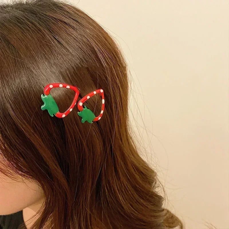 Hot Sweetly Strawberry Fruit Hair Side Clips for Women Girls