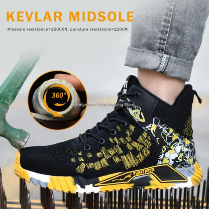 Safety High Top Protective Safety Shoes Men Steel Toe Work Shoes Men Women Work Safety Boots Anti Smash Safety Indestructible Work Boots