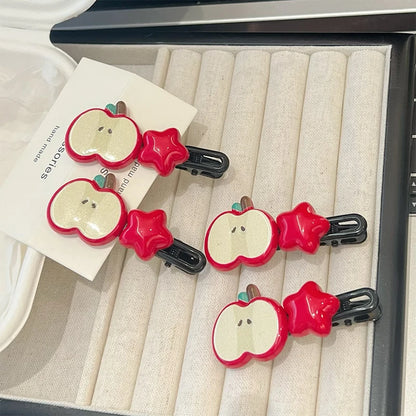 Cute Apple Star Hair Clip - 1pc