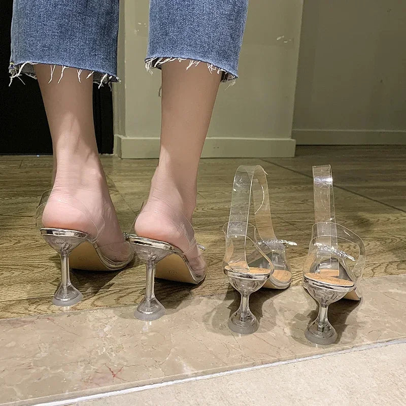 Women Transparent High-Thin Heeled Sandals