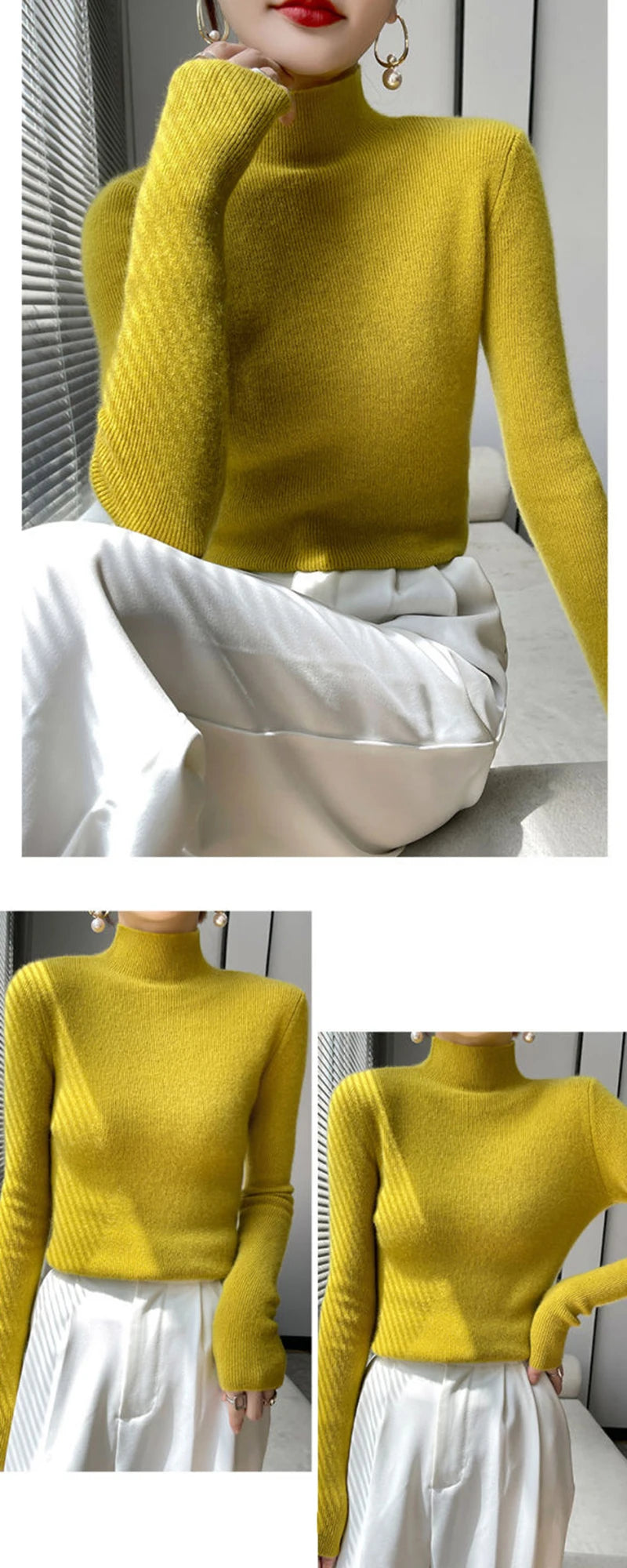 Solid Color Slim Fit Knit Sweater