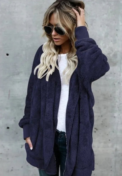 Winter 2025 Double Fleece Cardigan Jacket Women