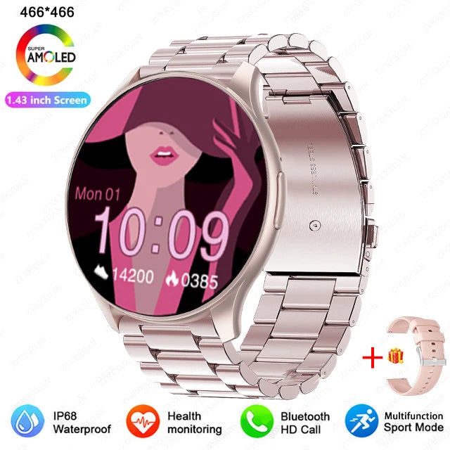 New 2025 Women & men Fashion 1.43 inches Bluetooth Call Smartwatch  AMOLED 466*466 HD Pixel Display Smart watches