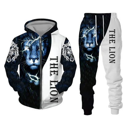 Winter 3D Lion Sweatshirt Set 2 pieces American & European style