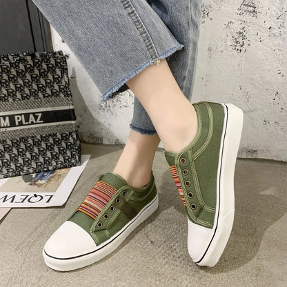 Canvas Flat Shoes Women Low-cut Trainers