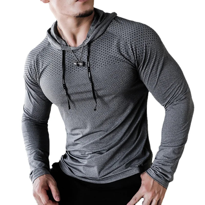 Men's Fitness Tracksuit Running Sport  Workout Shirts Muscle Training Sweatshirt