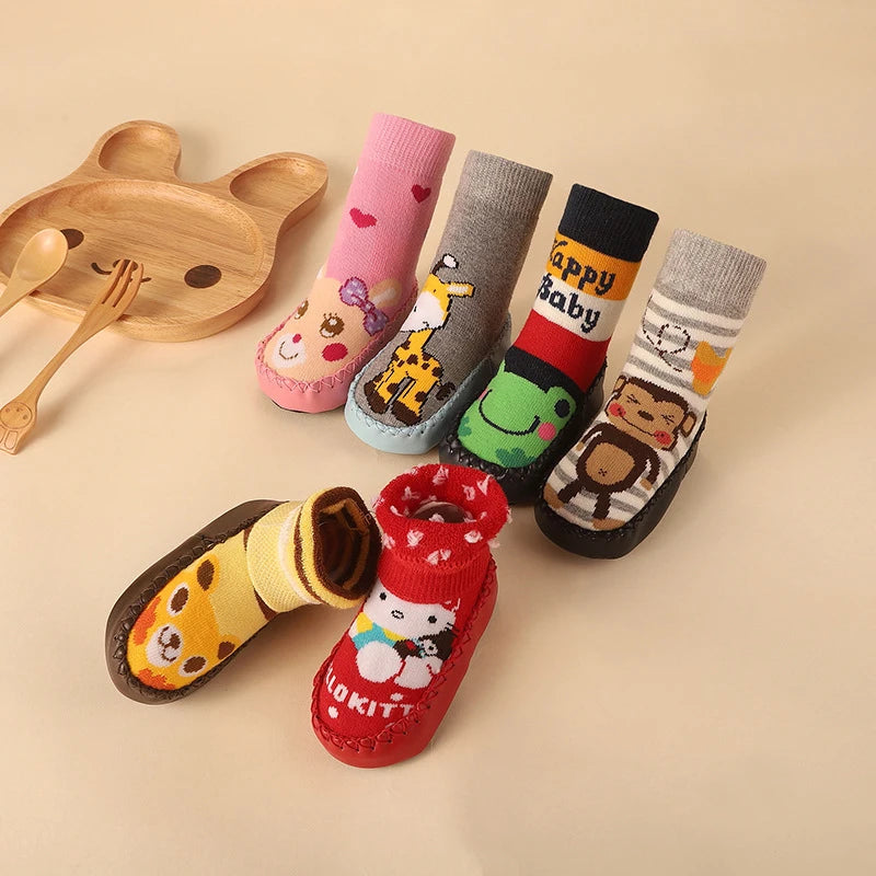 Baby Girls & Boys Cute Cartoon Animal Floor Socks with Rubber Cotton Warm Shoes 0-2 Years