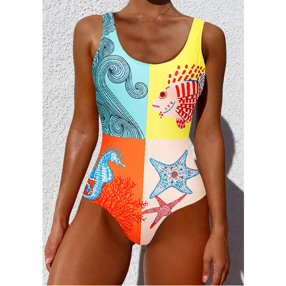 Classic Printed One-piece Suit Beach Wear For Female 2025 style for beach and swimming pool